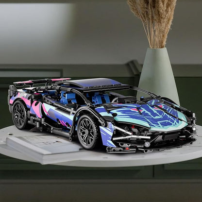 Sport Race Car Building Block Sets for Adults BoysRacing Supercar Toys Kits with LED Lights Collectible 1:14 MOC Model Construction Birthday Gifts for Teens Age 8-12 12-1614 14+(1314 PCS)