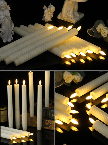 Funtery 48 Pcs Flameless LED Taper Candles Battery Operated Candles Bulk Realistic LED Candlesticks Flickering for Wedding Church Graduation Party Home Decor(Ivory,Elegant Style)
