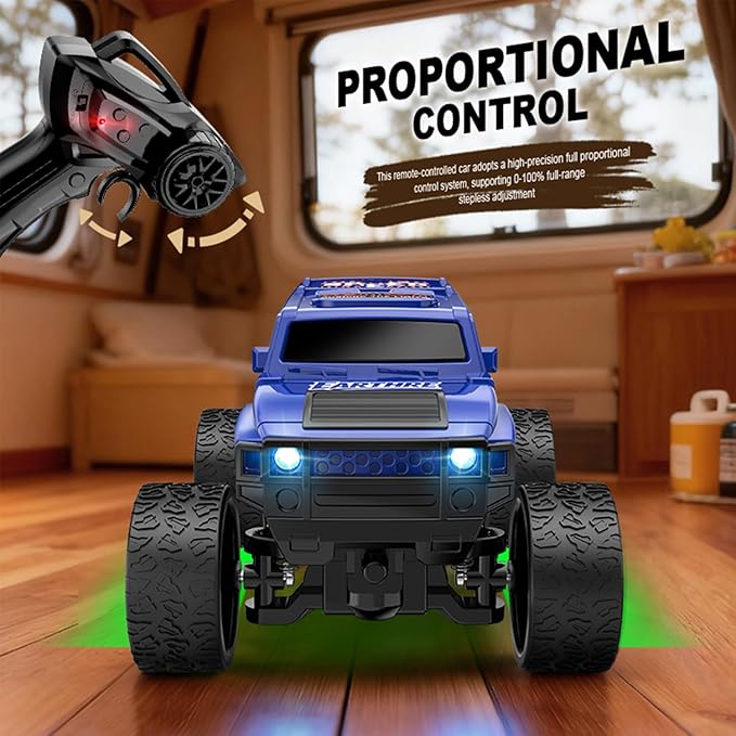 1:64 Scale Mini RC Crawler with Gyro Full Proportional RTR 2.4Ghz Remote Control Truck with RGB Lights (E88-Yellow)