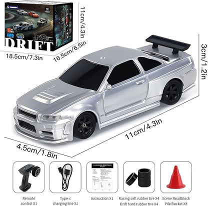 Remote Control Car 2.4GHz High Speed 15KM/H RC Cars Toys1/43 Scale Mini RC Drift Car RTR Mini Racing Vehicle for Adults - Indoor/Outdoor Use (4304 1Battery Box)