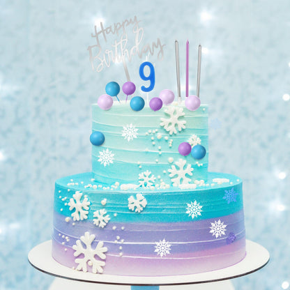 Yerliker 34 Pcs Happy Birthday Cake Toppers Decorations Birthday Candles DIY Cake Decor for Men Women Wedding Anniversary(Blue Purple)