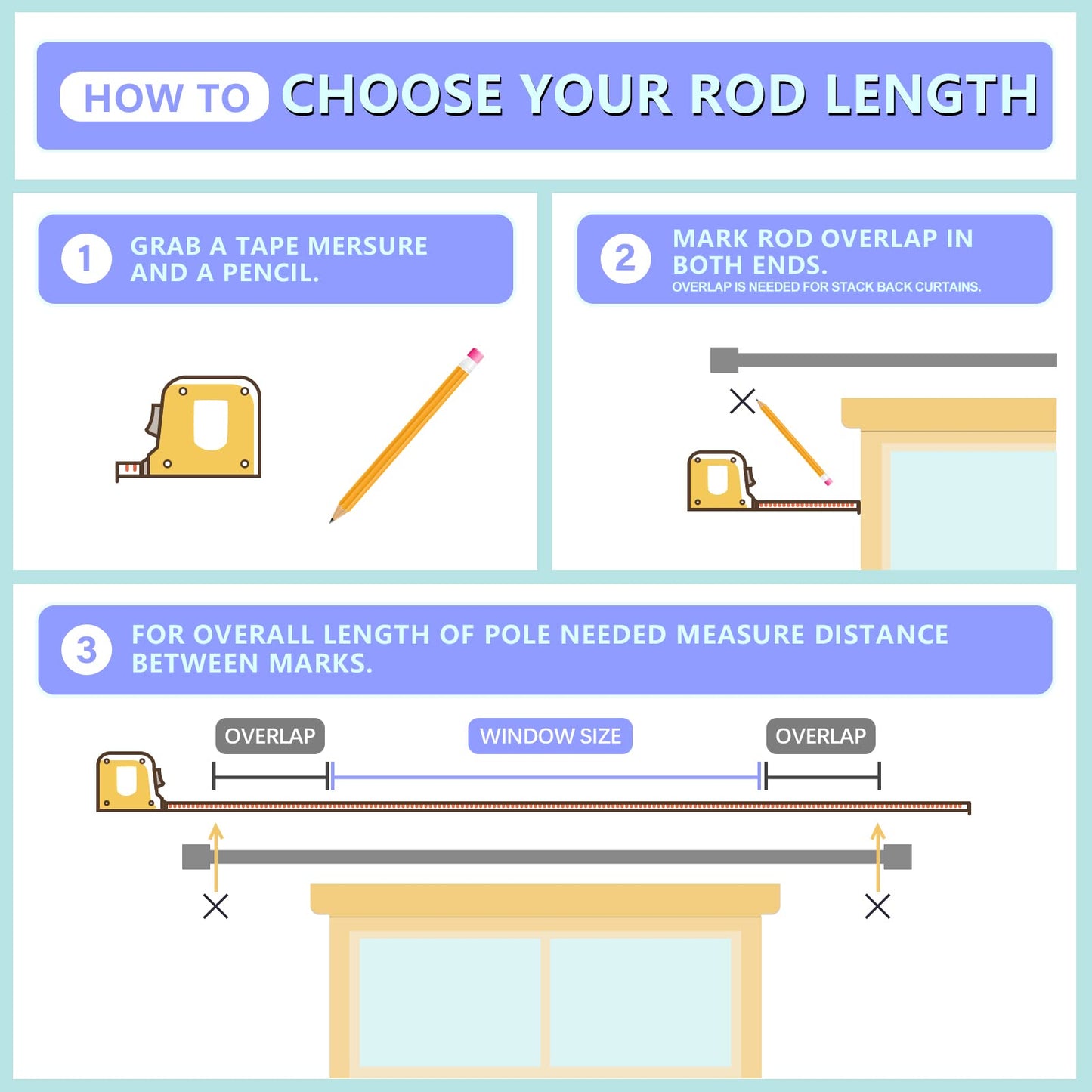 Byondeth Curtain Rods for Windows 16 to 144 Inches Adjustable Length 1 Inch Diameter Window Curtain Rod with Aluminium Finials, Black