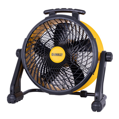 DEWALT Industrial High-Velocity Floor Fan AC/DC Dual Power Supply, 270° Adjustable Tilt Design 3-Speed 4000 CFM 6 ft Cord 18-Inch Barrel Fan, DXF1850B (Tool Only)