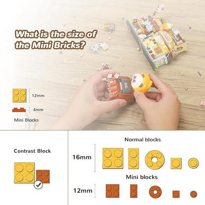 Japanese Street View Taiyaki Shop Mini Building Blocks MOC Creative Building Toys Cute Panda Building Set for Kids 6-12 Simulation Architecture Construction Toy Gift Idea for Kids Adults (858 PCS)