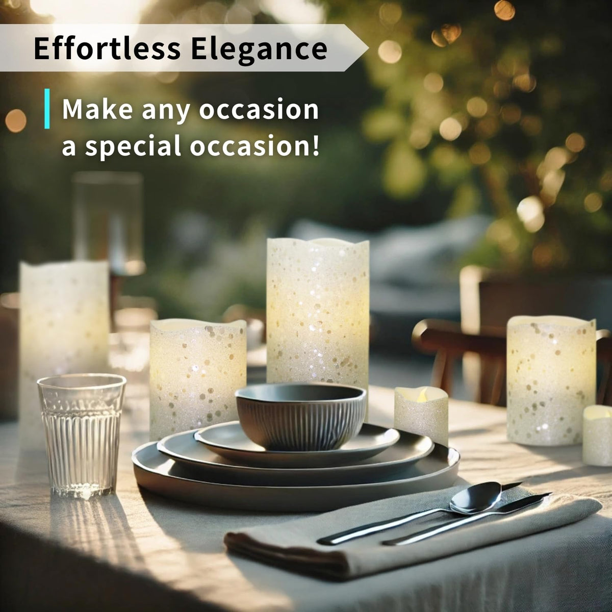 FURORA LIGHTING White Glitter Flameless Candles - Real Wax, Adjustable Brightness, Remote & Timer - 4 Pillars (3x4, 3x6) and 4 Votives, 8-Pack, Battery Operated