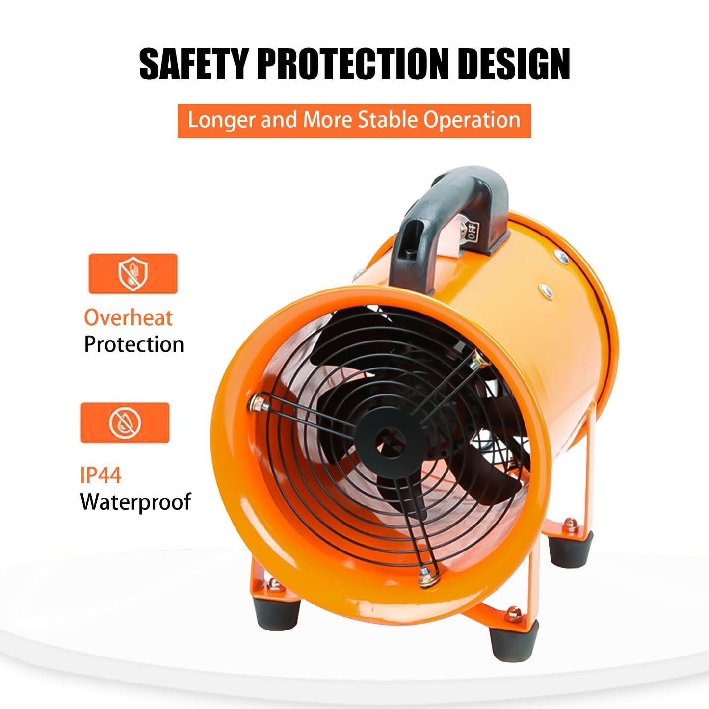 10-Inch High-Velocity Portable Utility Blower Fan, Industrial Exhaust Fan with 16.4ft Flexible Duct Hose, 3150 RPM Low-Noise Ventilator for Basements, Workshops, Warehouses, and Confined Spaces
