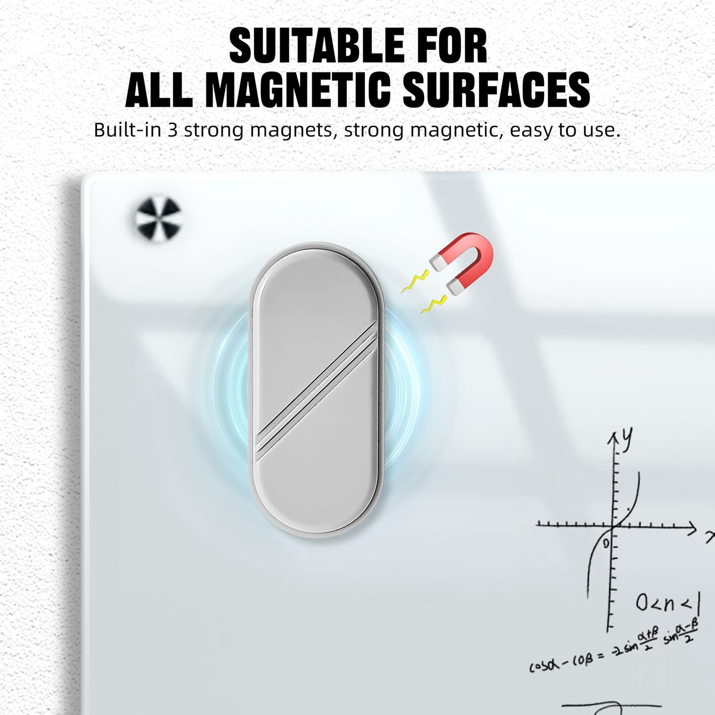 FUNISKETCH Dry Erase Eraser, Detachable Magnetic White Board Erasers - 2 Pack,Glass Board Glass Whiteboard Eraser for Office and School Supplies (Gray)