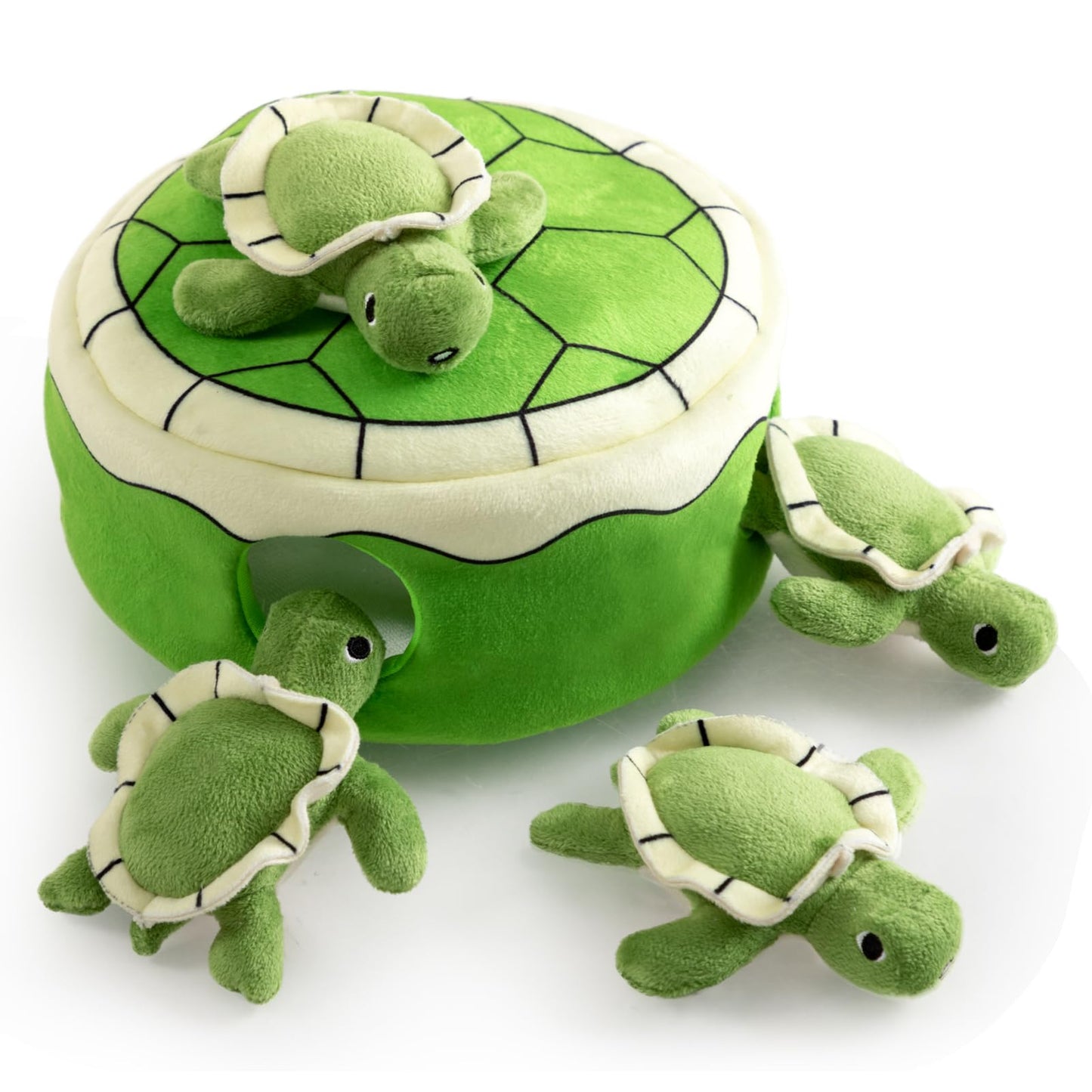Hollypet Squeaky Dog Toy, Interactive Plush Hide and Seek Dog Toys for Small Medium Sized Dogs and Non-Aggressive Chewers, Puppy Teeth Clean Chew Toys, Turtles