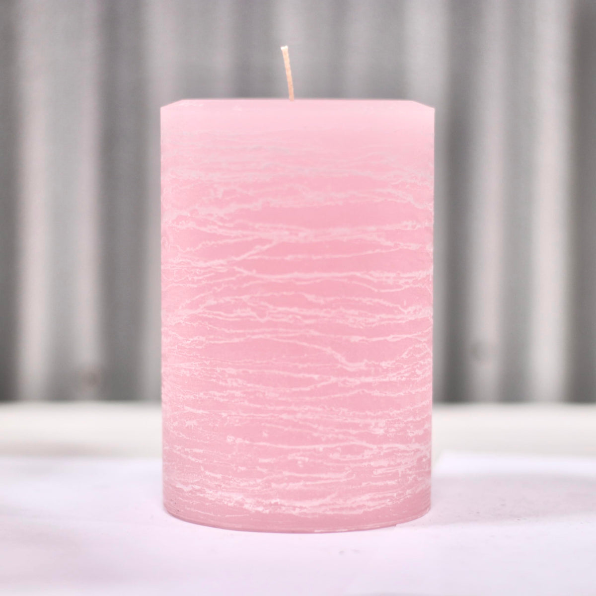 Modern Candle Design Large Unscented Rustic Nordic Pillar Candle Handmade in The USA (Pink)