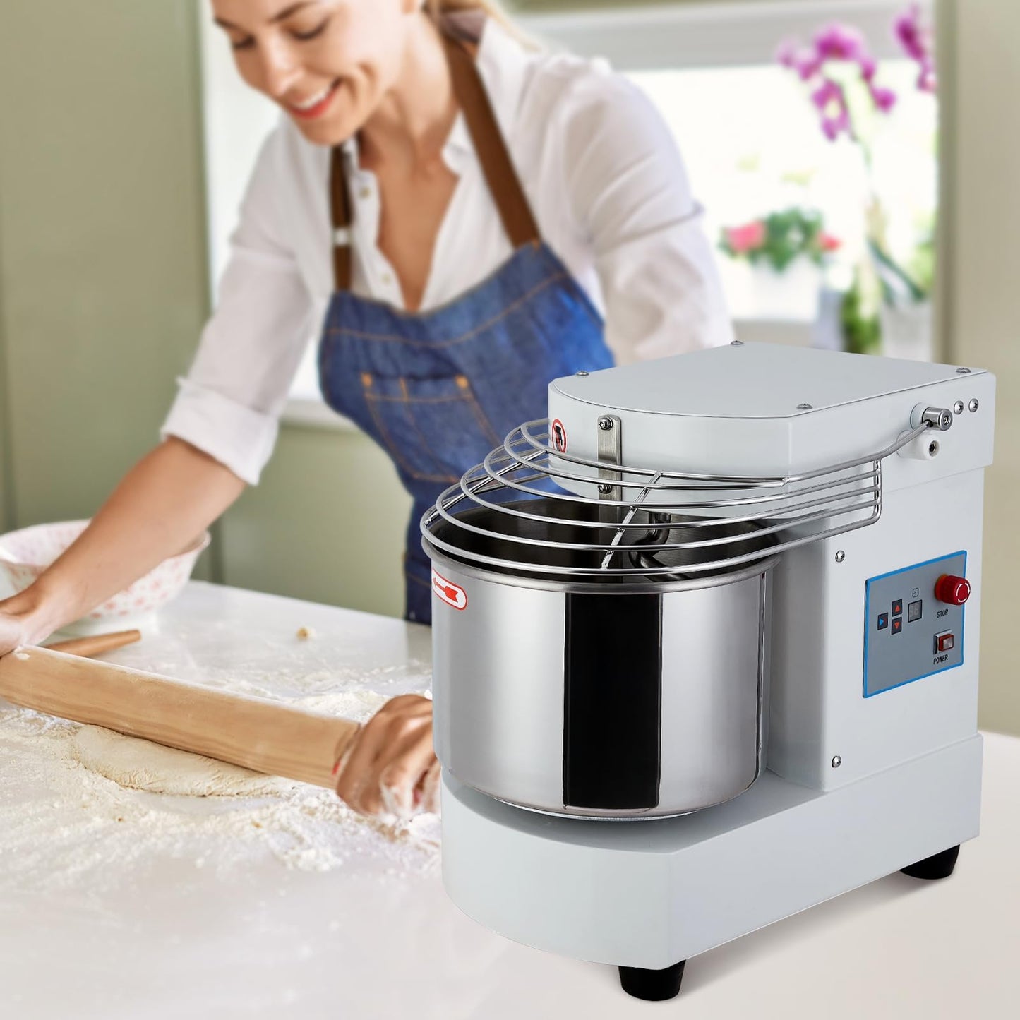 EliteEdge 10.5 Qt Commercial Food Mixer | 650W Dual-Rotation Dough Kneading Machine with Touchscreen Timer | Stainless Steel Bowl & Safety Shield for Bakeries & Restaurants