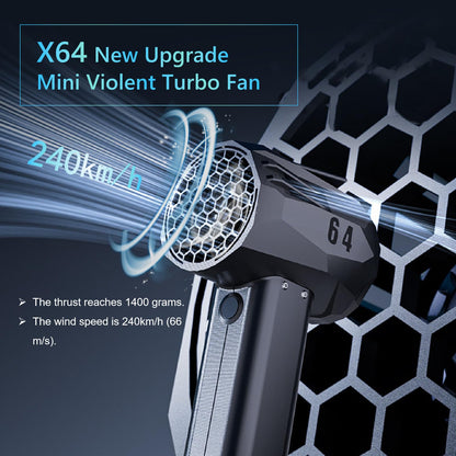 X64 Violent Turbo Fan, Mini Jet Turbo Fan, Car Violent Blower, 4000mAh 64mm Duct Fan Brushless Motor Air Blower, Instantaneous Thrust 1.4 Kg/s Wind Speed 66m/s Blower Dryer