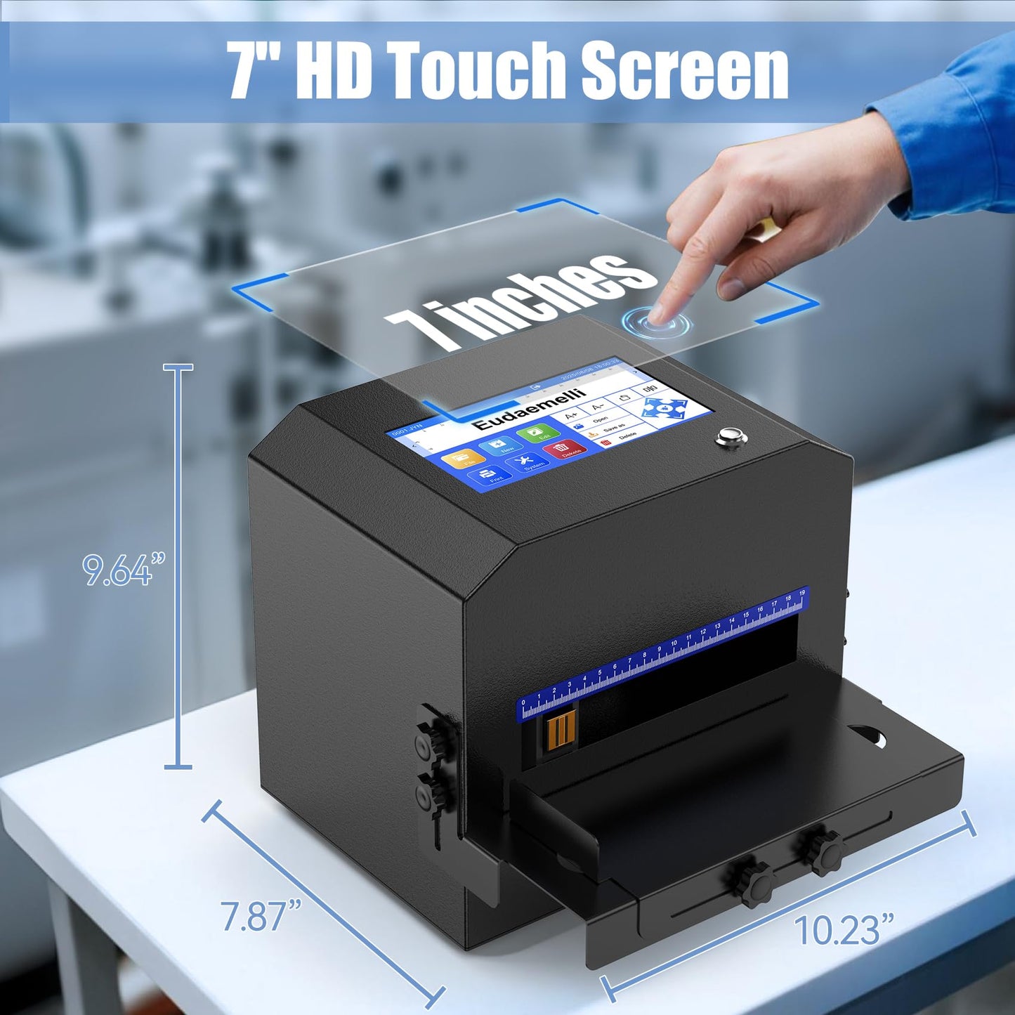 P6 Inkjet Coding Machine with 7" Touch Screen,0.08-0.5" Batch Code Printer with 42ml Black Ink Cartridge for Expiry Dates,Logo,Barcode,QR Code,Batch Lot Number,Label, Date Printer for Various Material