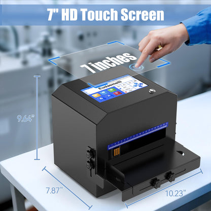 P6 Inkjet Coding Machine with 7" Touch Screen,0.08-0.5" Batch Code Printer with 42ml Black Ink Cartridge for Expiry Dates,Logo,Barcode,QR Code,Batch Lot Number,Label, Date Printer for Various Material