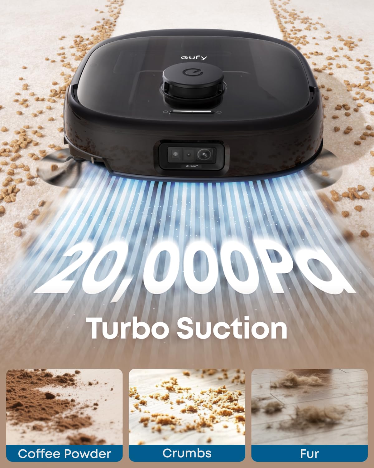 eufy Robot Vacuum E28, 20,000 Pa Suction, Roller Mop with HydroJet System, Portable Carpet for Deep Cleaning,All-in-One Robot Vacuum and Mop Combo, Zero-Tangling, Corner-to-Edge Cleaning (Upgraded)