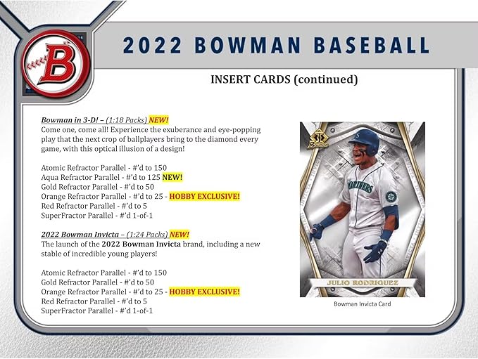 2022 Topps Bowman Baseball Trading Card Mega Box