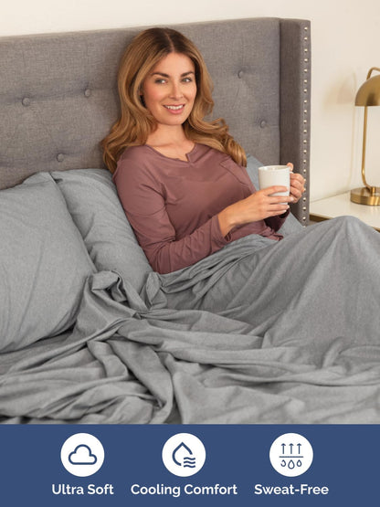 Skiennix Extra Deep Cal King Sheet Set | 6-Piece Breathable Cooling Bedding - Soft, Wrinkle-Free Heathered Grey