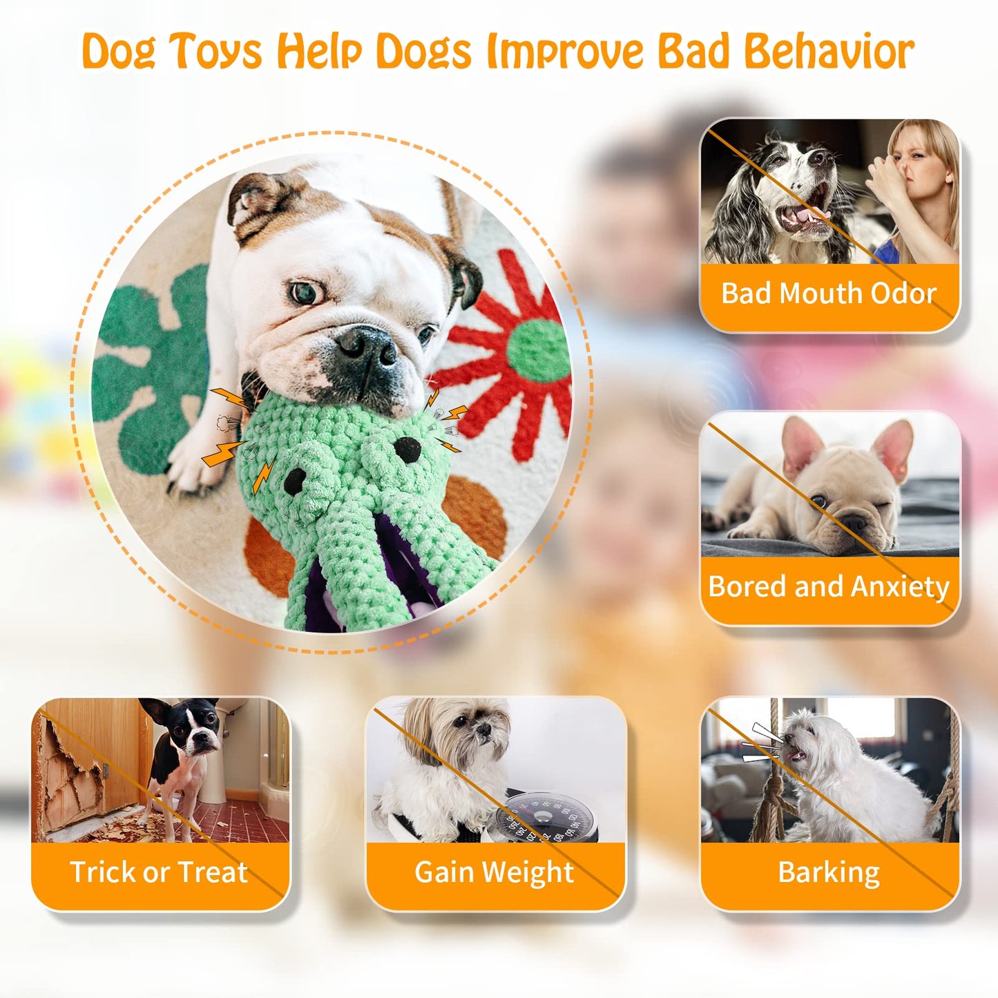 Fuufome Large Squeaky Dog Toys- Plush Dog Toys with Soft Fabric for Small, Medium, and Large Dogs Daily Companionship, Training Reward Gift