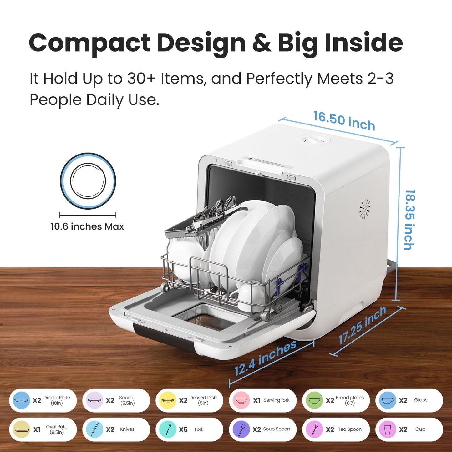 COMFEE' Countertop Dishwasher & BLACK+DECKER dustbuster QuickClean Cordless Handheld Vacuum, White (HNVC215B10)
