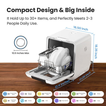 COMFEE' Countertop Dishwasher & BLACK+DECKER dustbuster QuickClean Cordless Handheld Vacuum, White (HNVC215B10)