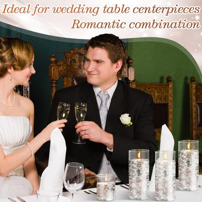 Fumete 40 Pcs Silver Wedding Floating Candles with Pearl Strings, Small Unscented Floating Candles for Centerpieces, Anniversary, Romantic Dinner, Engagement, Spa Bathroom, Home Decoration