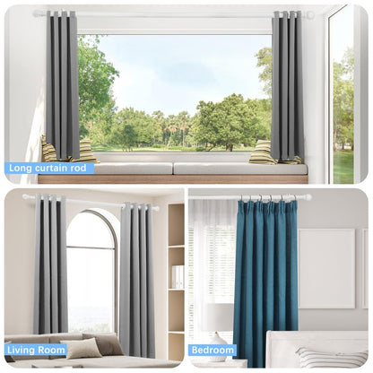 AMZSEVEN Curtain Rods for Windows 16 to 48 Inches, Curtain Rod Max Adjustable Length of 60 IN, 1" Diameter Drapery Rods Round Finials, White, Pack of 1