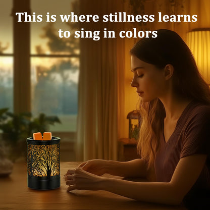 Enaroma Fragrance Wax Melts Warmer with 7 Colors LED Changing Light Classic Black Forest Design Scent Oil Candle Warmer for Home Black Forest