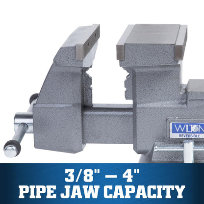 Wilton Reversible Bench Vise, 8" Jaw Width, 9-1/4" & 14-1/2" Jaw Opening, 4-3/4" Throat (Model 4800R)