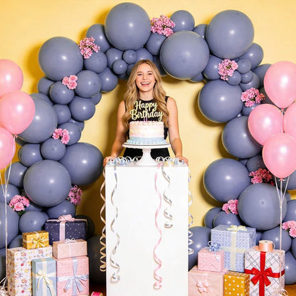 110pcs Dusty Blue Balloon 12 Inch, Blue Latex Balloons for Birthday Party Baby Shower Wedding(with 2 Ribbons).