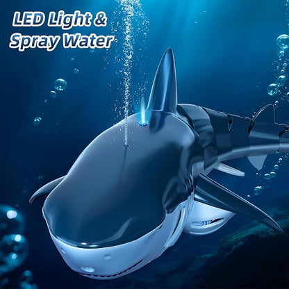 TEMI Remote Control Shark Toy for Kids Boys 3-5 Simulation RC Sharks with Light Water Spraying RC Boat for Lake Bathroom Pool Christmas Birthday Gifts for Aged 3 4 5 6 7 8 9 Girls Toddlers(Blue)