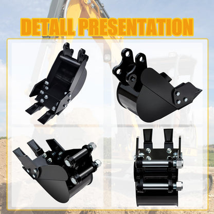 DANWIWEE Mini Excavator Bucket 7.78in Excavator Attachments, 200mm Narrow Digging Buckets, Hole Diameter 0.98in, Center Wheelbase 3.54in, Bucket Metal Trenching Digger with Metal Teeth