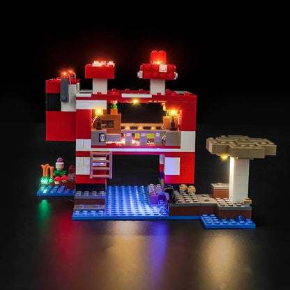 Upgraded Led Light Kit Compatible with Lego Minecraft The Mooshroom House Building Set Lights Decoration Compatible with Lego 21270 (Model Not Included)