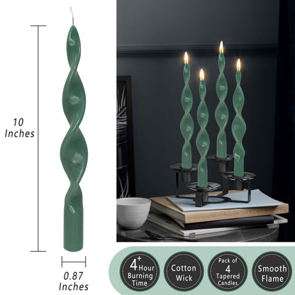 Christmas Candles Spiral Taper Candle Green Candle Sticks Dinner Twisted Candlesticks Unscented Tapered Candles for Home Décor Weddings Festive Seasons Holiday