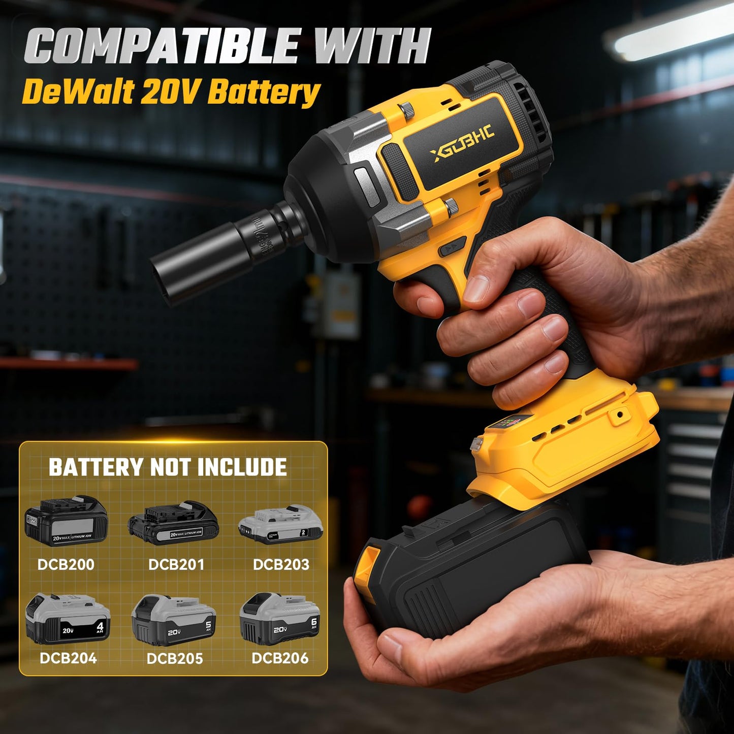 Cordless Impact Wrench for Dewalt 20V Battery, 1254Ft-lbs (1700N.m) 1/2 Inch Electric Impact Gun, 3 Speed High Torque Impact Driver with 6 Sockets, Impact Drill for Car Home Mower (No Battery)