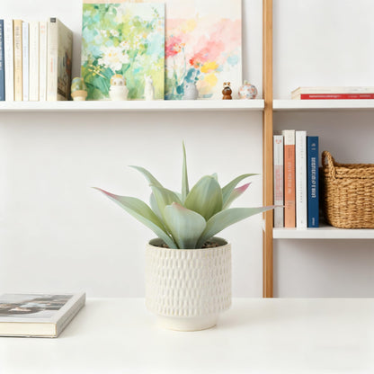 ALAGIRLS 11.8" Artificial Agave Plant, Faux Aloe Succulents Potted Plant Realistic Fake Agave Greenery with Ceramic Pot for Home Office Indoor Decor