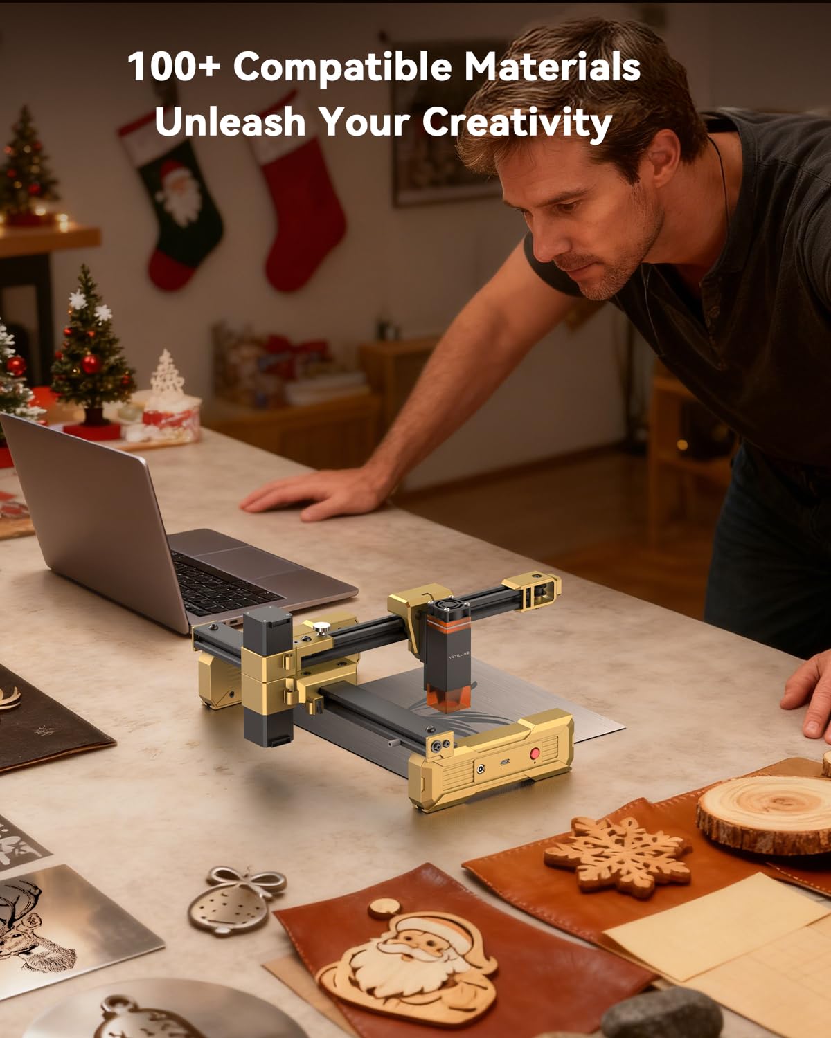 Artilume T1 Foldable Laser Engraver, 3000mW Portable Engraving Machine with 0.01mm Accuracy, 200x150mm Working Area for Wood, Leather, Acrylic, Coated Metal - Ideal for DIY & Small Business