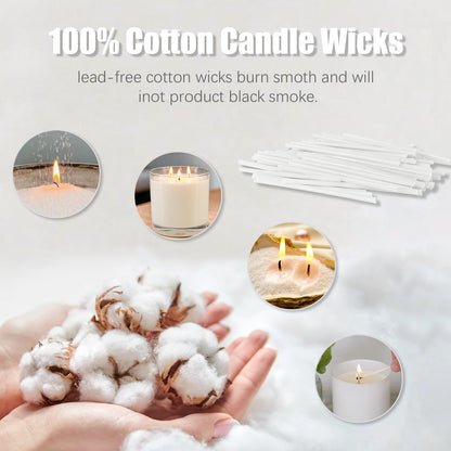 Pearled Candle Cotton Wicks 50-Pack for Sand Candles Making - 2Inch Metal-Free and Lead-Free Refill Sand Wax Wick for Candle Making DIY (White)