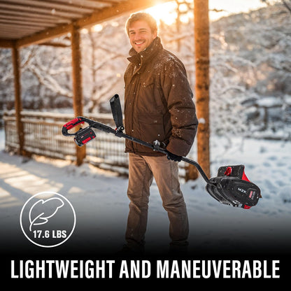 MZK Cordless Snow Shovel, 20V 13-Inch Battery Powered Snow Thrower, Battery Snow Blower with Directional Plate & Adjustable Front Handle(4.0Ah Li-ion Battery & Fast Charger Included)