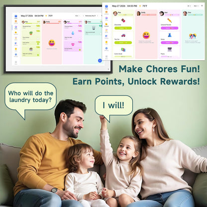 Digital Calendar 21.5 Inch with Chore Rewards – Smart Electronic Family Organizer, Touchscreen Wall Calendar, Meal Planner & Photo Frame, Syncs with Google/iCloud, for Wall or Desk, Black
