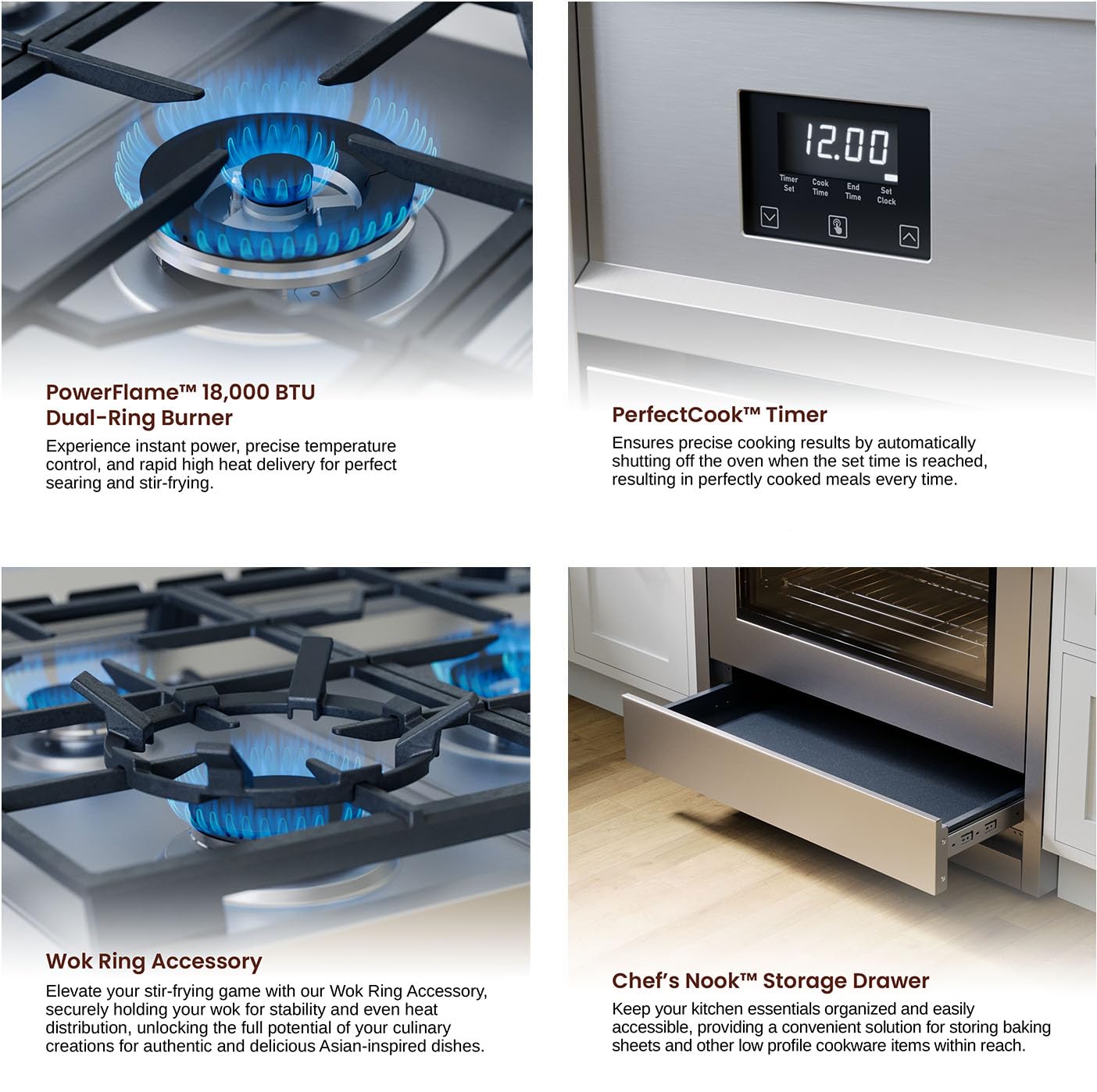 Rangaire RRG361TS 36" Gas Range Oven with Timer - Stainless Steel, Sealed Burners, Convection Fan, Easy Reach Racks