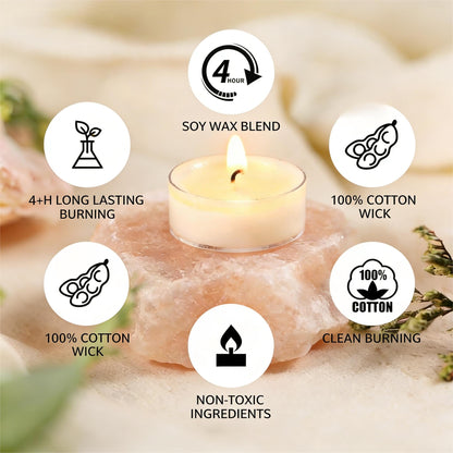DILILILI Tea Lights Candles, Votive Candles Bulk 25 Pack, 4 Hour Long Burning Unscented Non-Toxic Soy Wax Tealight Candles for Wedding Centerpieces Home Decor Emergency Party Use