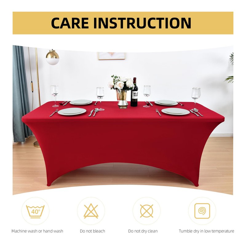 ZarzaaSik 2-Pack 6ft Spandex Table Covers for Rectangle Standard Folding Tables - Wrinkle Resistant Stretch Tablecloths - Ultimate Fitted Table Protector for Parties, Trade Shows, Banquet