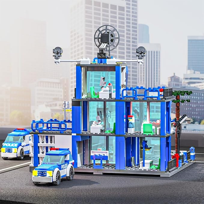 MindBox City Police Station Building Sets 570pcs City Police Sets Toy Building Bricks Kit for Boys 8-12