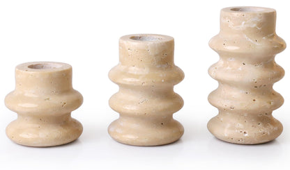 Vixdonos Natural Stone Candle Holder Set of 3 Taper Candle Candlestick Mantle Candle Stand for Home Decor,Wedding,Party and Table Centerpieces(White)