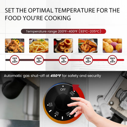 Backychu Commercial Deep Fryer -5-Burner Natural Gas Fryer CSA, 75-100 lbs Capacity, 150,000 BTU/h Adjustable Thermostat 200°F-400°F, Stainless Steel Gas Liquid Propane Deep Fryer for Restaurants
