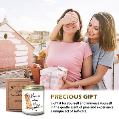 CIOJUNE Golden Retriever Dog Candle Gifts for Women, Gift for Retriever Lovers, Home is Where The Golden is Cedar Scented Candles