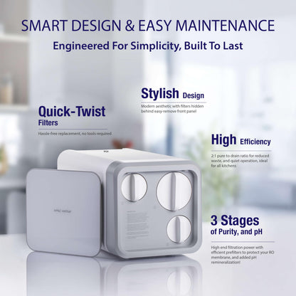 APEC Tankless Reverse Osmosis System with Alkaline pH+ NSF 372 & 58 Certified 3 Stage Water Filtration Bottled Water Quality, High 1K GPD Faucet Flow, Efficient 2:1 Pure to Drain, Space Saving Design