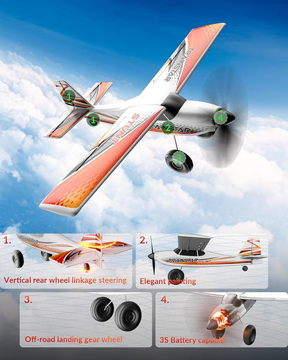 volantexrc 4 CH RC Plane TrainStar 500mm Brushless Remote Control Airplane Fighter RTF with 6-Axis Gyro3 Modes &amp Aerobatics 2.4GHz Radio Controlled Aircraft for Beginners &amp Adults (Red)