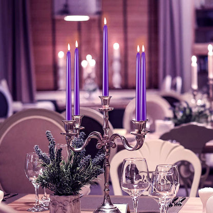 20 Pcs Purple Taper Candles for Home Decoration, 10×7/8 Inch Dripless Candlesticks, Great for Dinner Party Meditation and Emergency