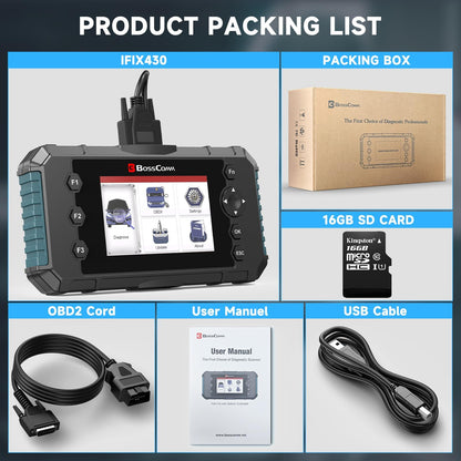 2026 BOSSCOMM IFIX430 OBD2 Scanner Diagnostic Tool, ABS/SRS Airbag/Transmission/Engine, Scan Tool & Car Code Reader for Cars and Trucks, Code Scanner with Live Data, Lifetime WiFi Update, EN/ES Ver