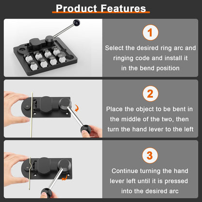 JAZORR Ring Bending Tool, Ring Bender with Nylon Dies Rings Making Tool, Rings Measurement Tools, Multi-Functional Bending Tools Set Measuring Kit